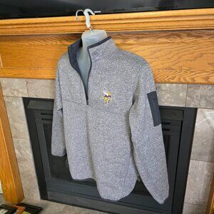 Men's Minnesota Vikings Antigua Oatmeal Fortune Quarter-Zip Pullover Jacket L